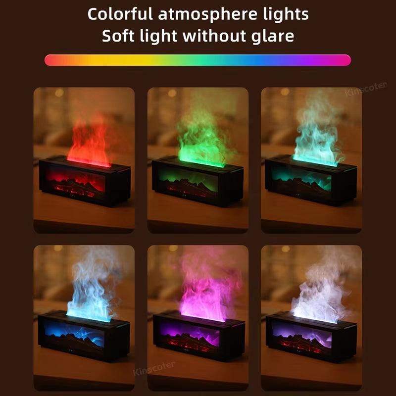 Fireplace Air Humidifier Aroma Oil Diffuser with LED Light & Remote