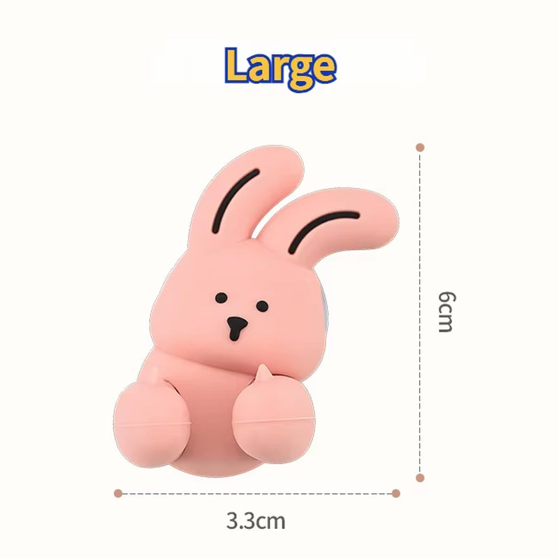 Cartoon Bunny Toothbrush Holder Silicone Wall-Mounted Rabbit Bear Toothbrush Holder Suction Cup Sundries Storage Rack Home