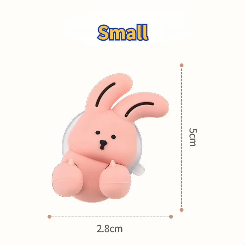 Cartoon Bunny Toothbrush Holder Silicone Wall-Mounted Rabbit Bear Toothbrush Holder Suction Cup Sundries Storage Rack Home