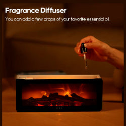 Fireplace Air Humidifier Aroma Oil Diffuser with LED Light & Remote